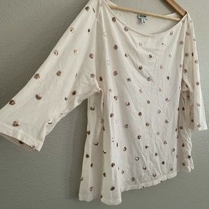 Sequin Polka Dot 3/4 Sleeve Shirt